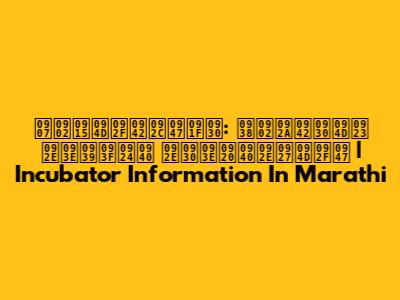 इंक्यूबेटर: संपूर्ण माहिती मराठीमध्ये | Incubator Information In Marathi