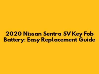 2020 Nissan Sentra SV Key Fob Battery: Easy Replacement Guide