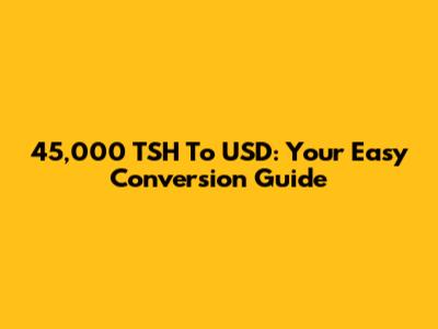 45,000 TSH To USD: Your Easy Conversion Guide