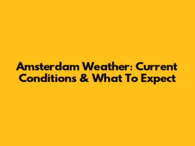 Amsterdam Weather: Current Conditions & What To Expect