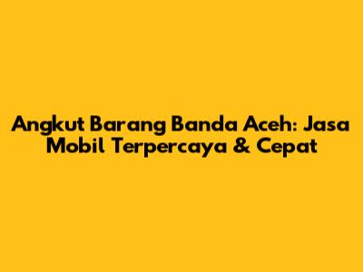 Angkut Barang Banda Aceh: Jasa Mobil Terpercaya & Cepat