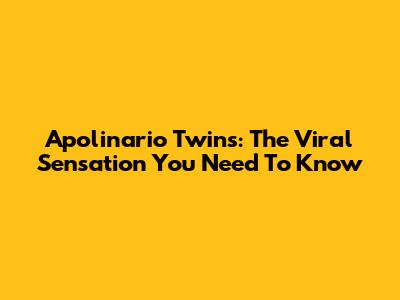 Apolinario Twins: The Viral Sensation You Need To Know
