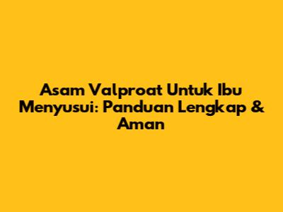 Asam Valproat Untuk Ibu Menyusui: Panduan Lengkap & Aman