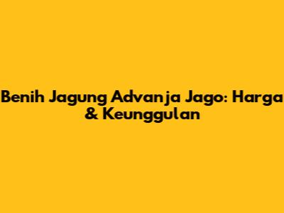 Benih Jagung Advanja Jago: Harga & Keunggulan