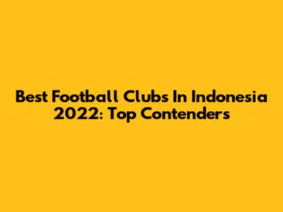 Best Football Clubs In Indonesia 2022: Top Contenders