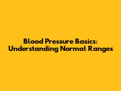 Blood Pressure Basics: Understanding Normal Ranges