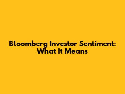 Bloomberg Investor Sentiment: What It Means