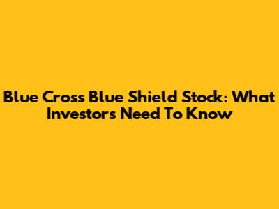 Blue Cross Blue Shield Stock: What Investors Need To Know