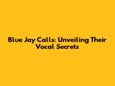Blue Jay Calls: Unveiling Their Vocal Secrets