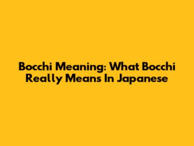 Bocchi Meaning: What 'Bocchi' Really Means In Japanese