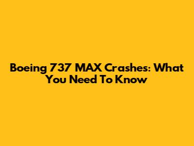 Boeing 737 MAX Crashes: What You Need To Know