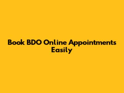 Book BDO Online Appointments Easily