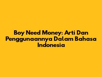Boy Need Money: Arti Dan Penggunaannya Dalam Bahasa Indonesia