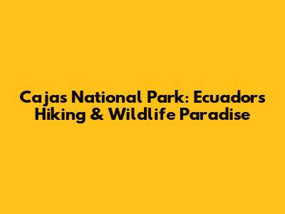 Cajas National Park: Ecuador's Hiking & Wildlife Paradise
