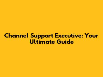 Channel Support Executive: Your Ultimate Guide