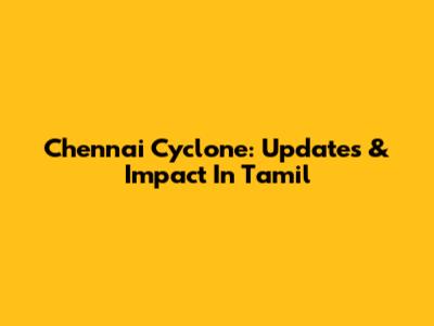 Chennai Cyclone: Updates & Impact In Tamil