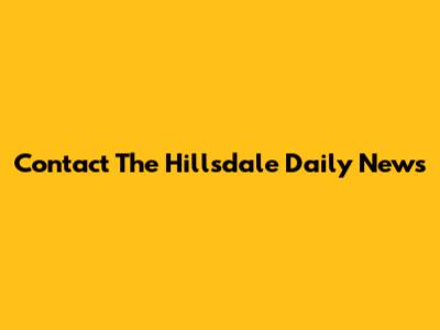 Contact The Hillsdale Daily News