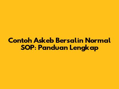 Contoh Askeb Bersalin Normal SOP: Panduan Lengkap