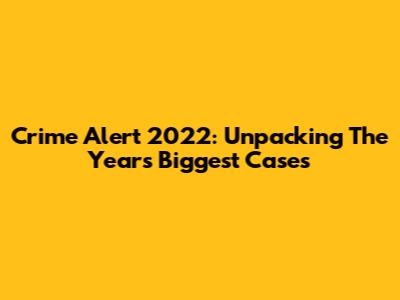 Crime Alert 2022: Unpacking The Year's Biggest Cases