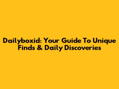 Dailyboxid: Your Guide To Unique Finds & Daily Discoveries
