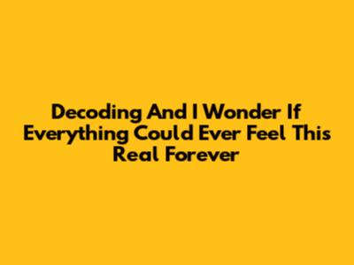 Decoding 'And I Wonder If Everything Could Ever Feel This Real Forever'