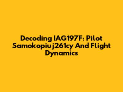 Decoding IAG197F: Pilot Samokopiuj261cy And Flight Dynamics