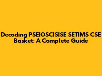 Decoding PSEIOSCISISE SETIMS CSE Basket: A Complete Guide