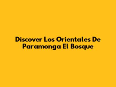 Discover Los Orientales De Paramonga El Bosque