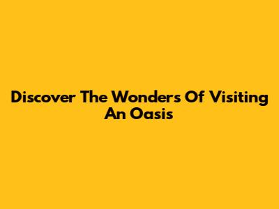 Discover The Wonders Of Visiting An Oasis
