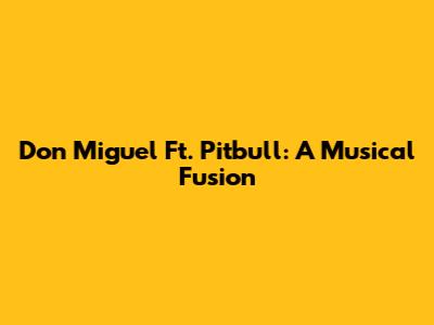 Don Miguel Ft. Pitbull: A Musical Fusion