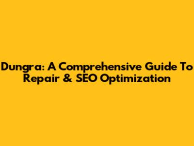 Dungra: A Comprehensive Guide To Repair & SEO Optimization