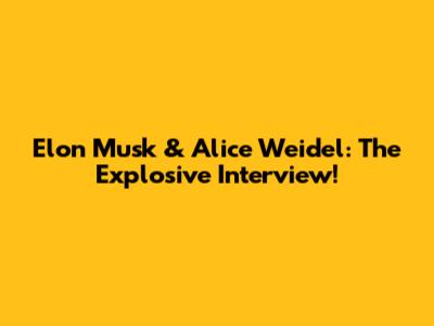 Elon Musk & Alice Weidel: The Explosive Interview!