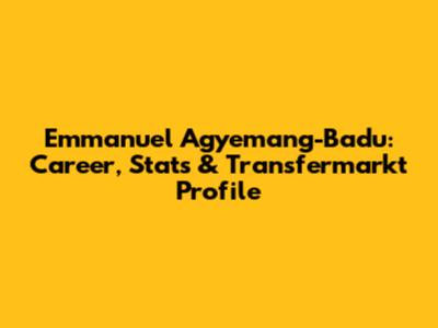 Emmanuel Agyemang-Badu: Career, Stats & Transfermarkt Profile