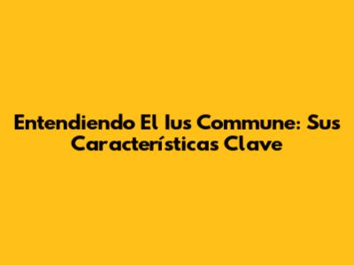 Entendiendo El Ius Commune: Sus Características Clave