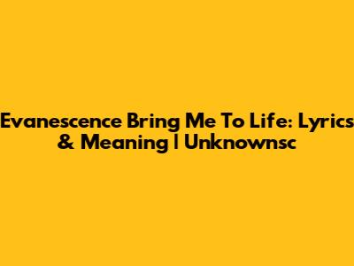 Evanescence Bring Me To Life: Lyrics & Meaning | Unknownsc
