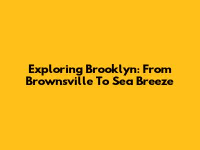 Exploring Brooklyn: From Brownsville To Sea Breeze