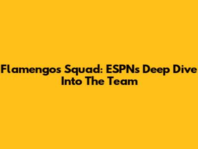 Flamengo's Squad: ESPN's Deep Dive Into The Team