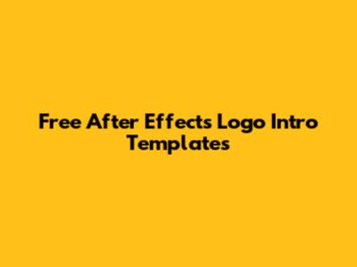 Free After Effects Logo Intro Templates