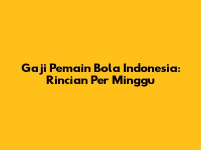 Gaji Pemain Bola Indonesia: Rincian Per Minggu