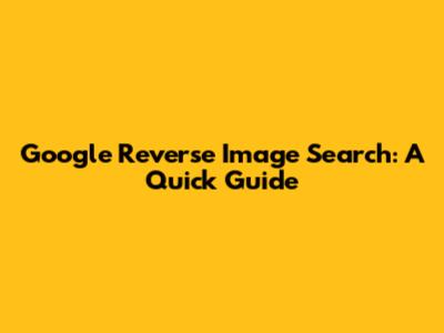 Google Reverse Image Search: A Quick Guide