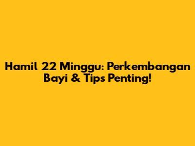 Hamil 22 Minggu: Perkembangan Bayi & Tips Penting!