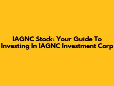 IAGNC Stock: Your Guide To Investing In IAGNC Investment Corp