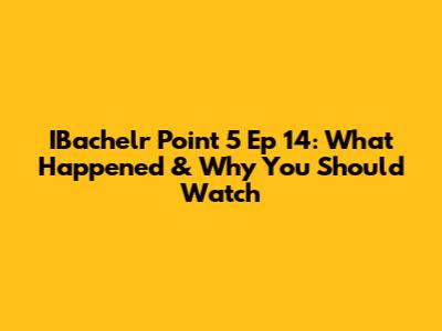 IBachelr Point 5 Ep 14: What Happened & Why You Should Watch