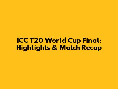 ICC T20 World Cup Final: Highlights & Match Recap