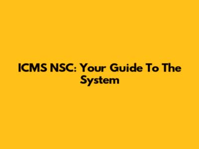ICMS NSC: Your Guide To The System