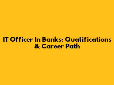 IT Officer In Banks: Qualifications & Career Path