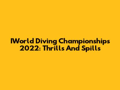 IWorld Diving Championships 2022: Thrills And Spills