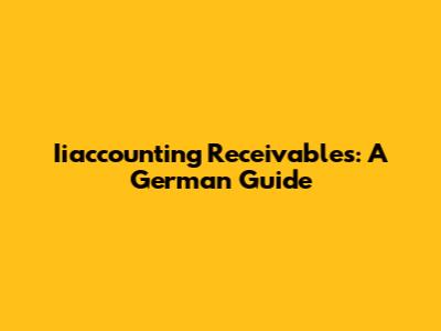 Iiaccounting Receivables: A German Guide