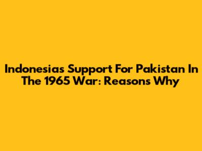 Indonesia's Support For Pakistan In The 1965 War: Reasons Why