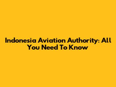 Indonesia Aviation Authority: All You Need To Know